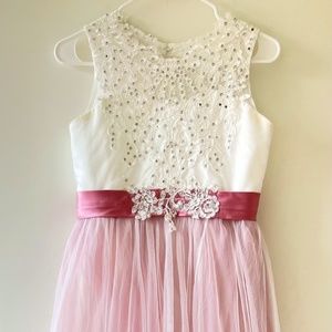 Floral Detailed Elegant Ball Gown Light Pink